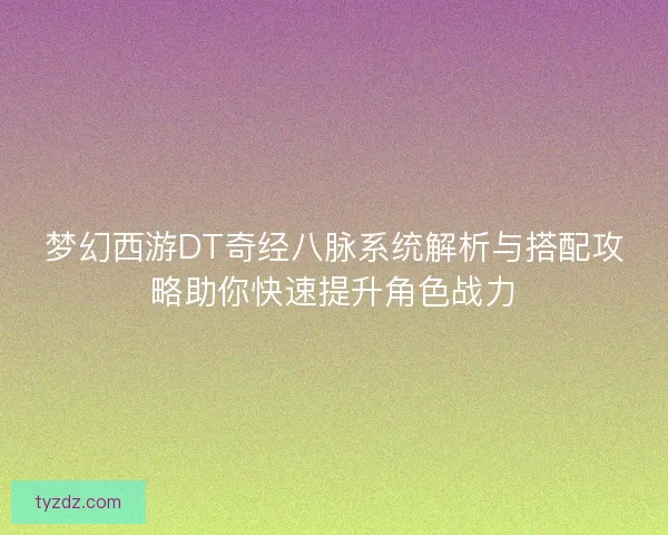 梦幻西游DT奇经八脉系统解析与搭配攻略助你快速提升角色战力