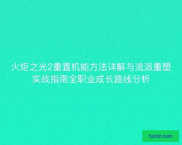 火炬之光2重置机能方法详解与流派重塑实战指南全职业成长路线分析