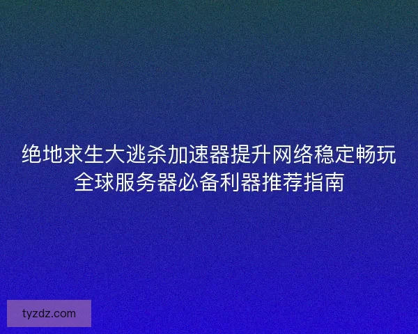 绝地求生大逃杀加速器提升网络稳定畅玩全球服务器必备利器推荐指南