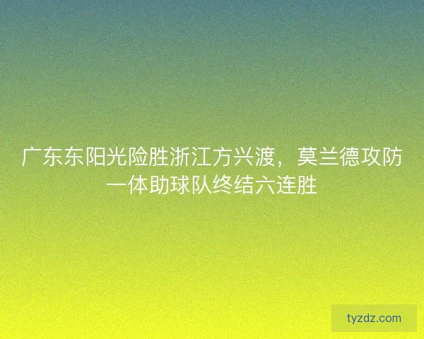 广东东阳光险胜浙江方兴渡,莫兰德攻防一体助球队终结六连胜 广东东阳光险胜浙江方兴渡,莫兰德攻防一体助球队终结六连胜